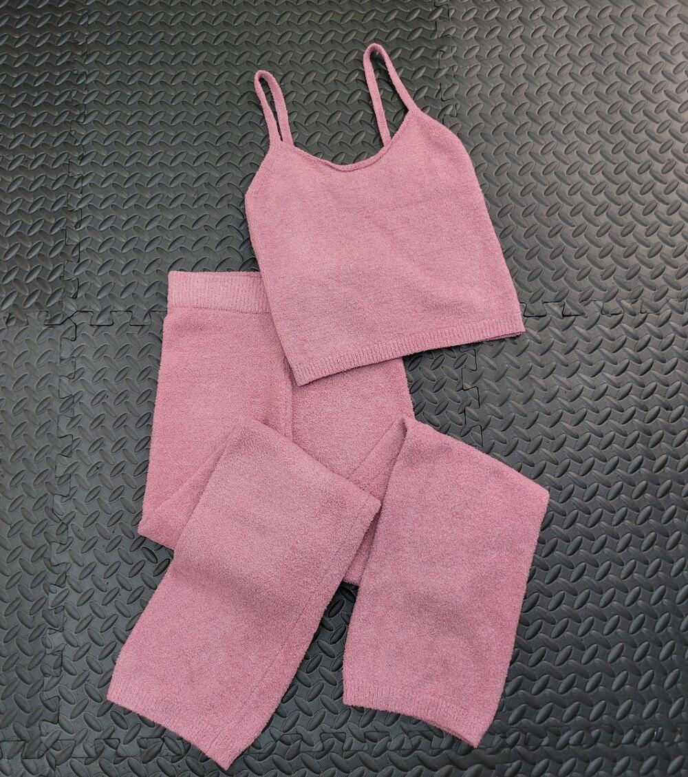 Sincerely Jules 2 Piece Knit Lounge Set Women's S Pink Pants Tank Cozy